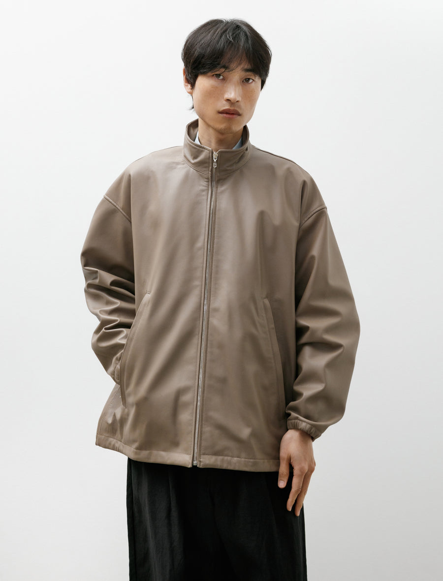 Lamb Leather Track Jacket Taupe - Image 4
