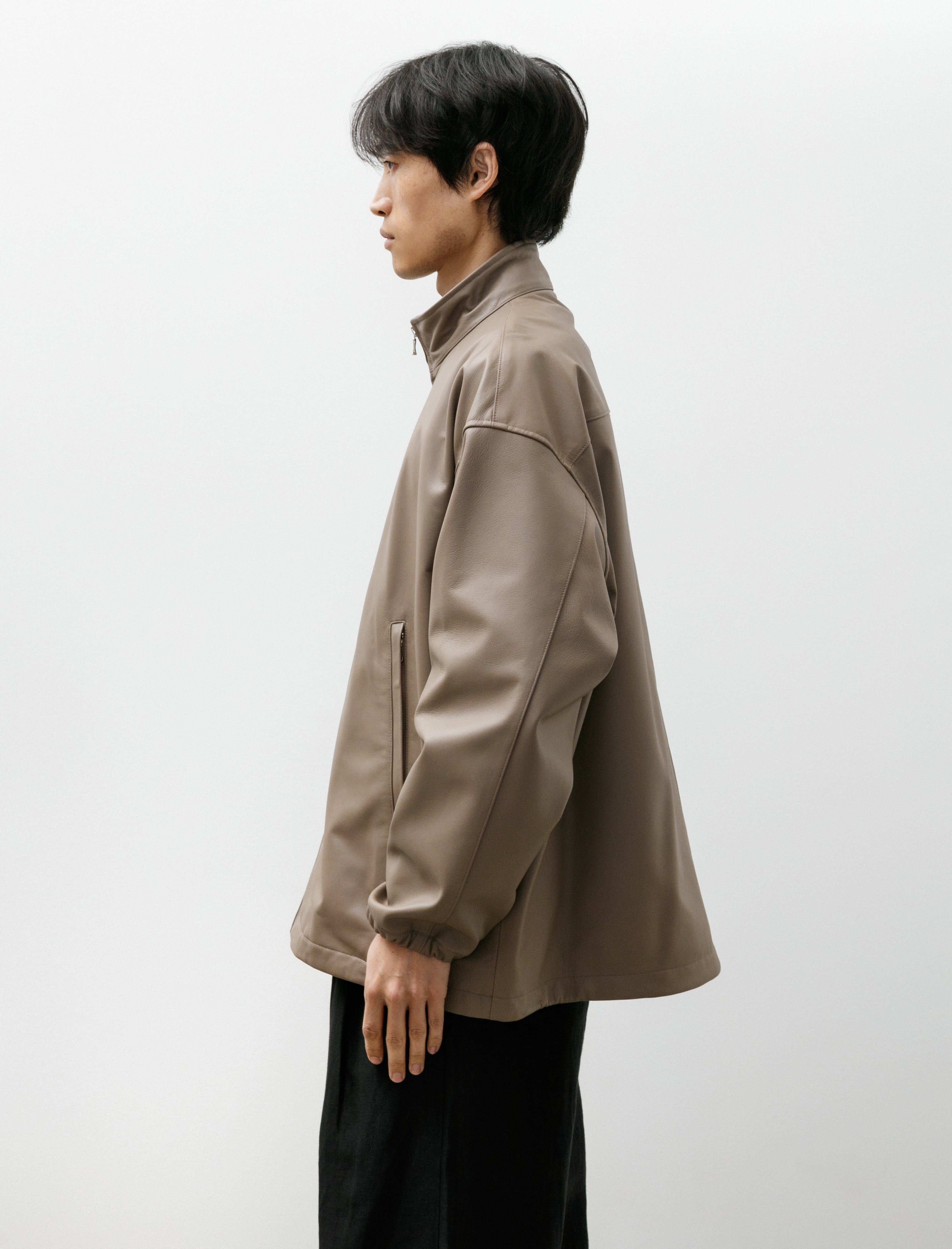 Graphpaper Lamb Leather Track Jacket Taupe