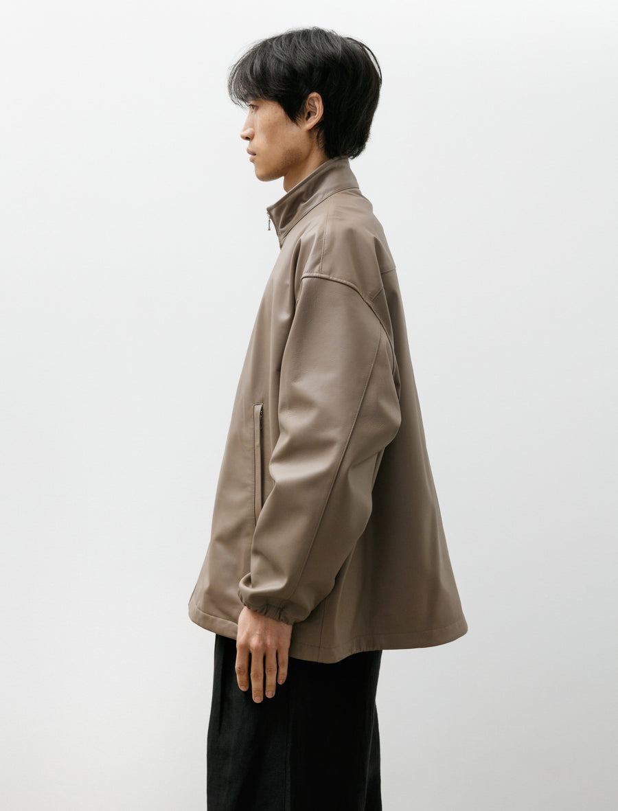 Lamb Leather Track Jacket Taupe - Image 3
