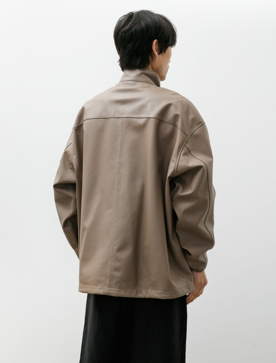 Lamb Leather Track Jacket Taupe - Image 2