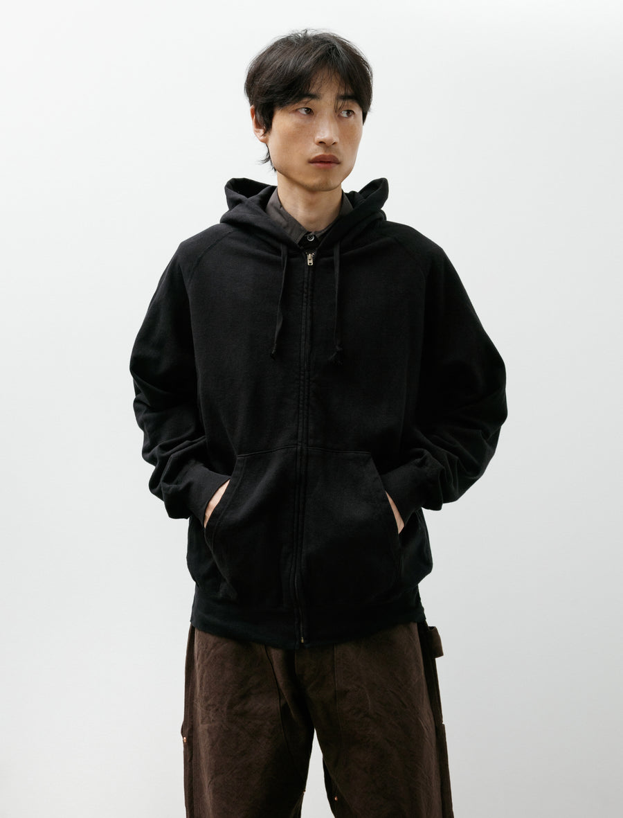 LW Cotton Fleece Zip Hoodie Black - Image 4