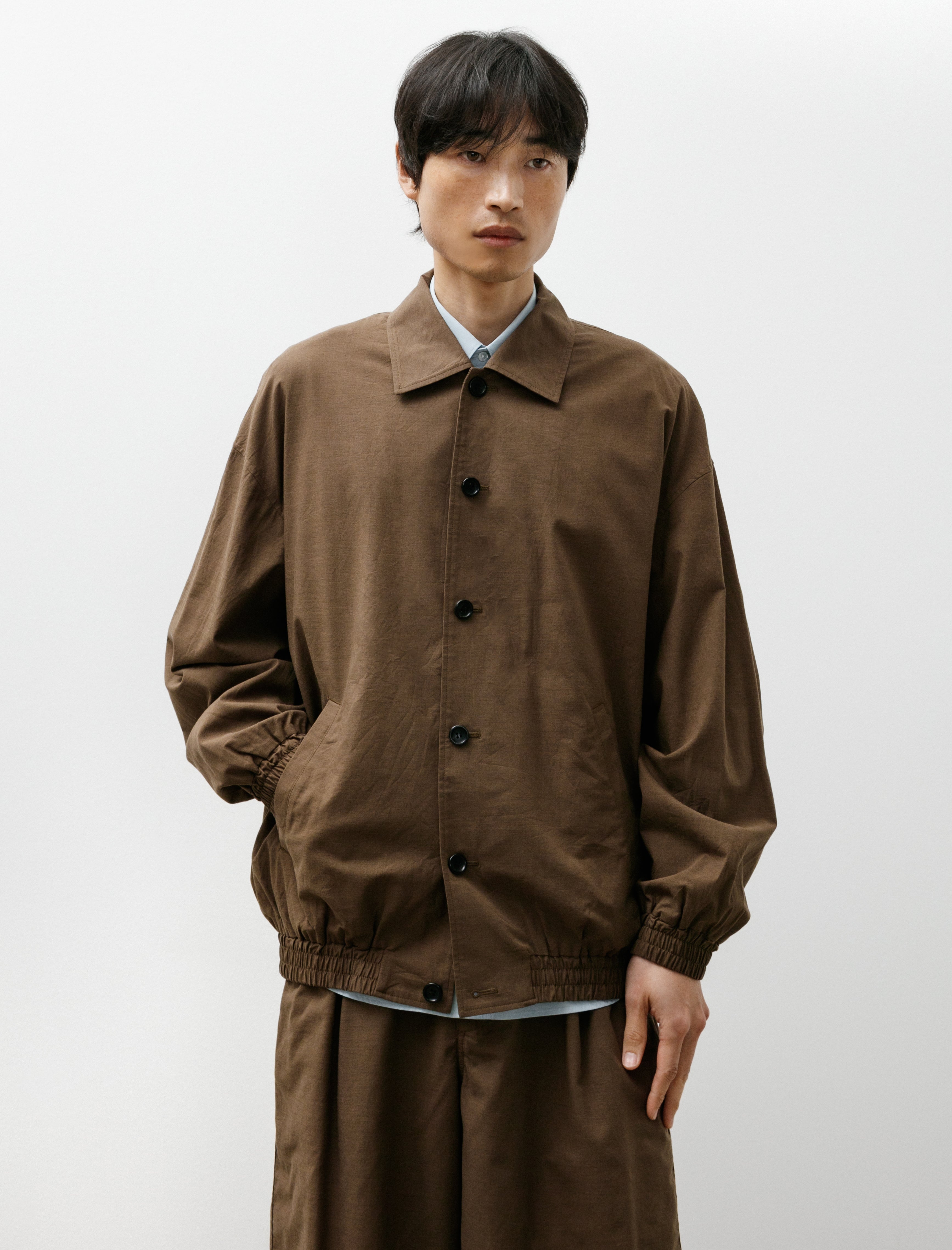 Graphpaper Cotton Wool Poplin Oversized Blouson Brown