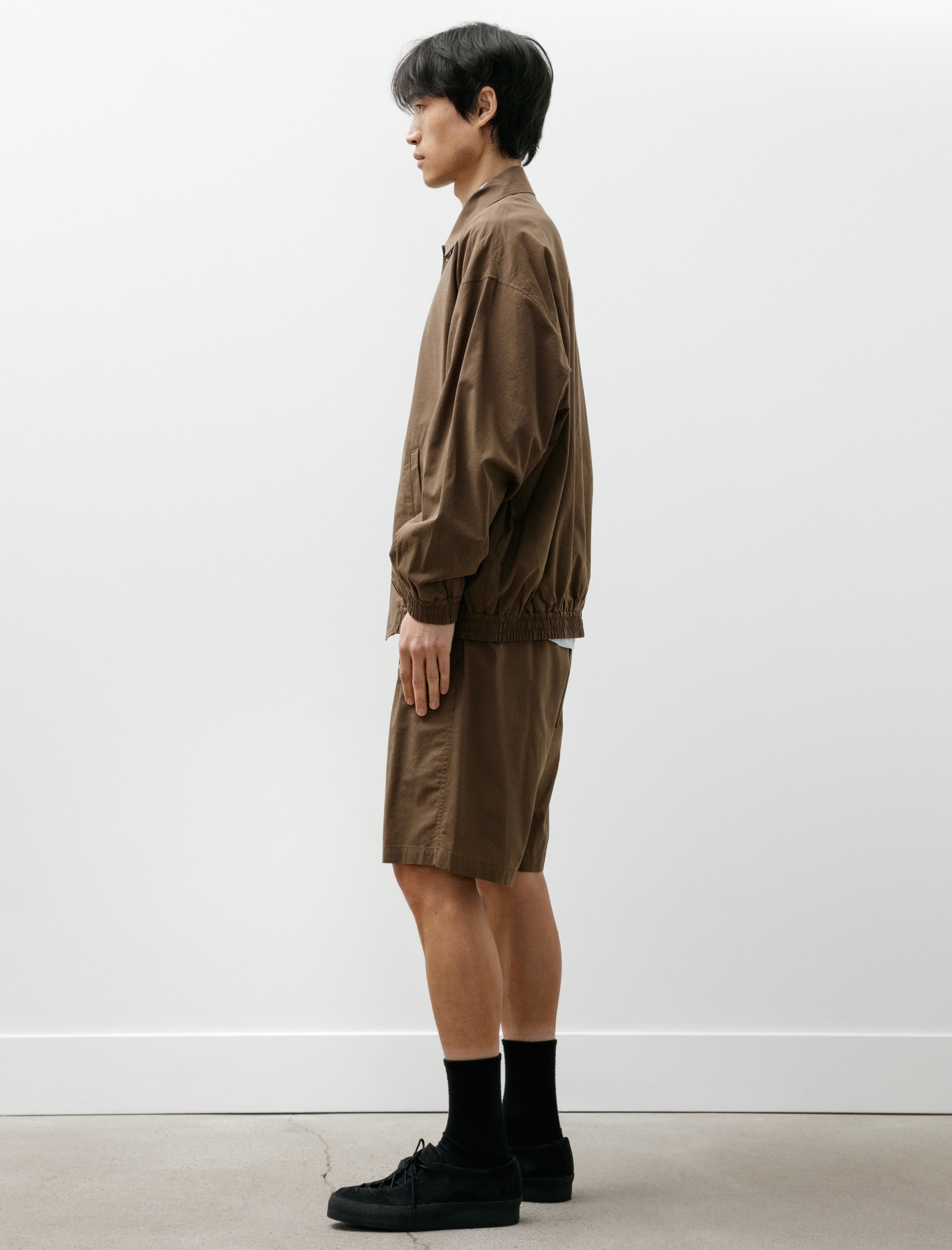 Graphpaper Cotton Wool Poplin Oversized Shorts Brown