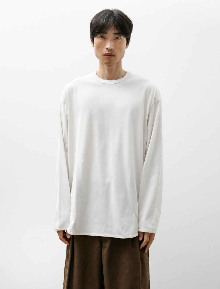 Tri Spun Cotton Crew Neck Binder L/S Tee Pearl White - Image 1