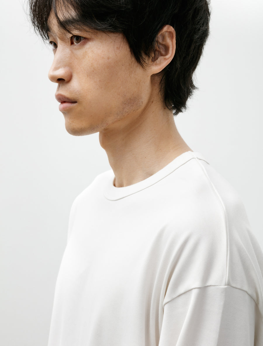 Tri Spun Cotton Crew Neck Binder L/S Tee Pearl White - Image 4
