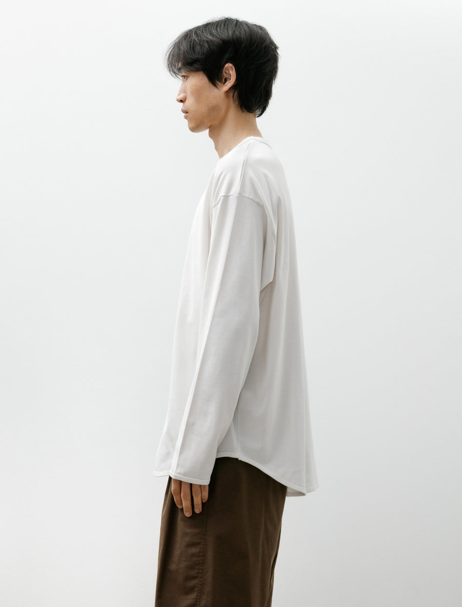 Tri Spun Cotton Crew Neck Binder L/S Tee Pearl White - Image 3