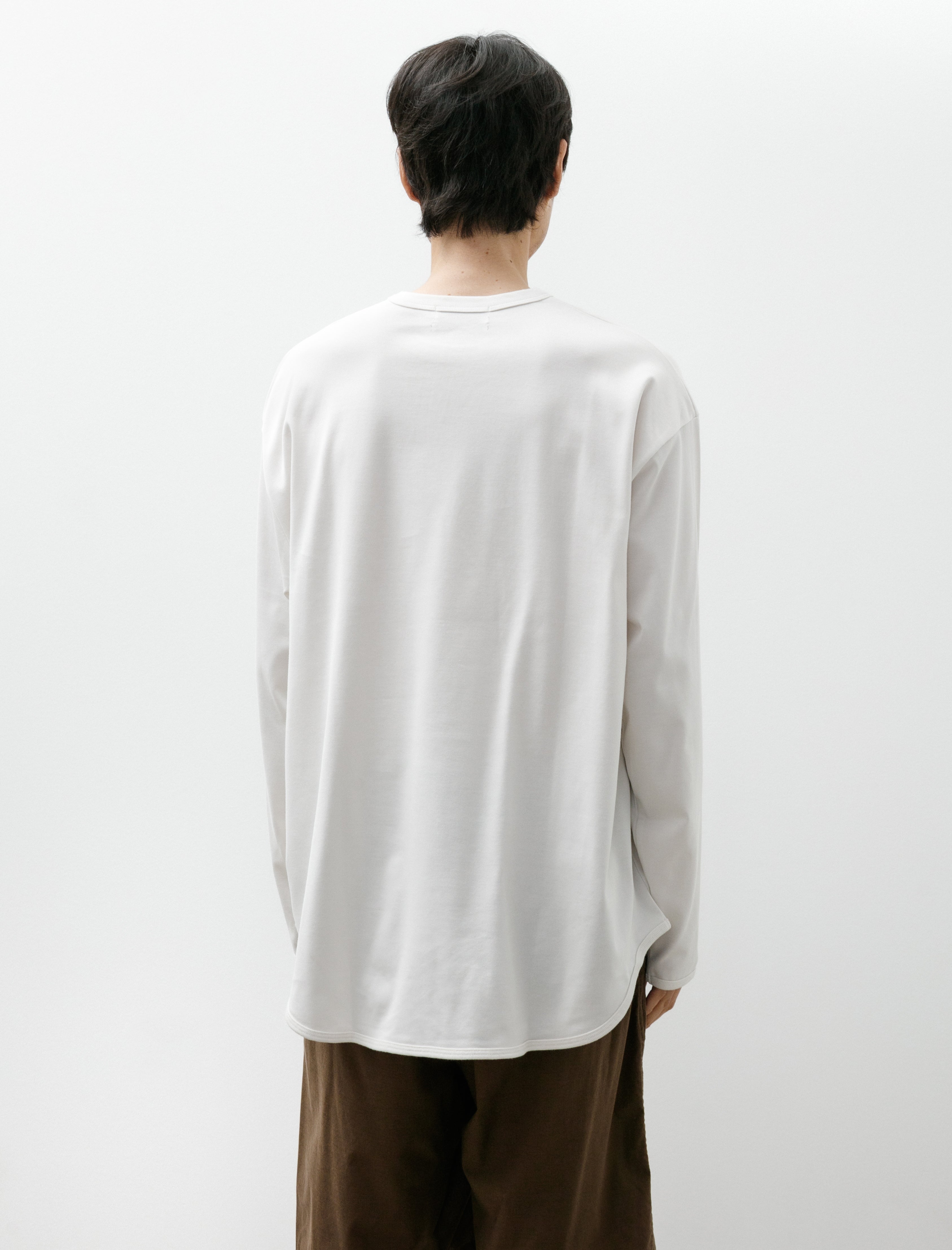 Graphpaper Tri Spun Cotton Crew Neck Binder L/S Tee Pearl White