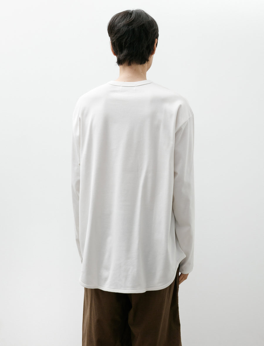 Tri Spun Cotton Crew Neck Binder L/S Tee Pearl White - Image 2