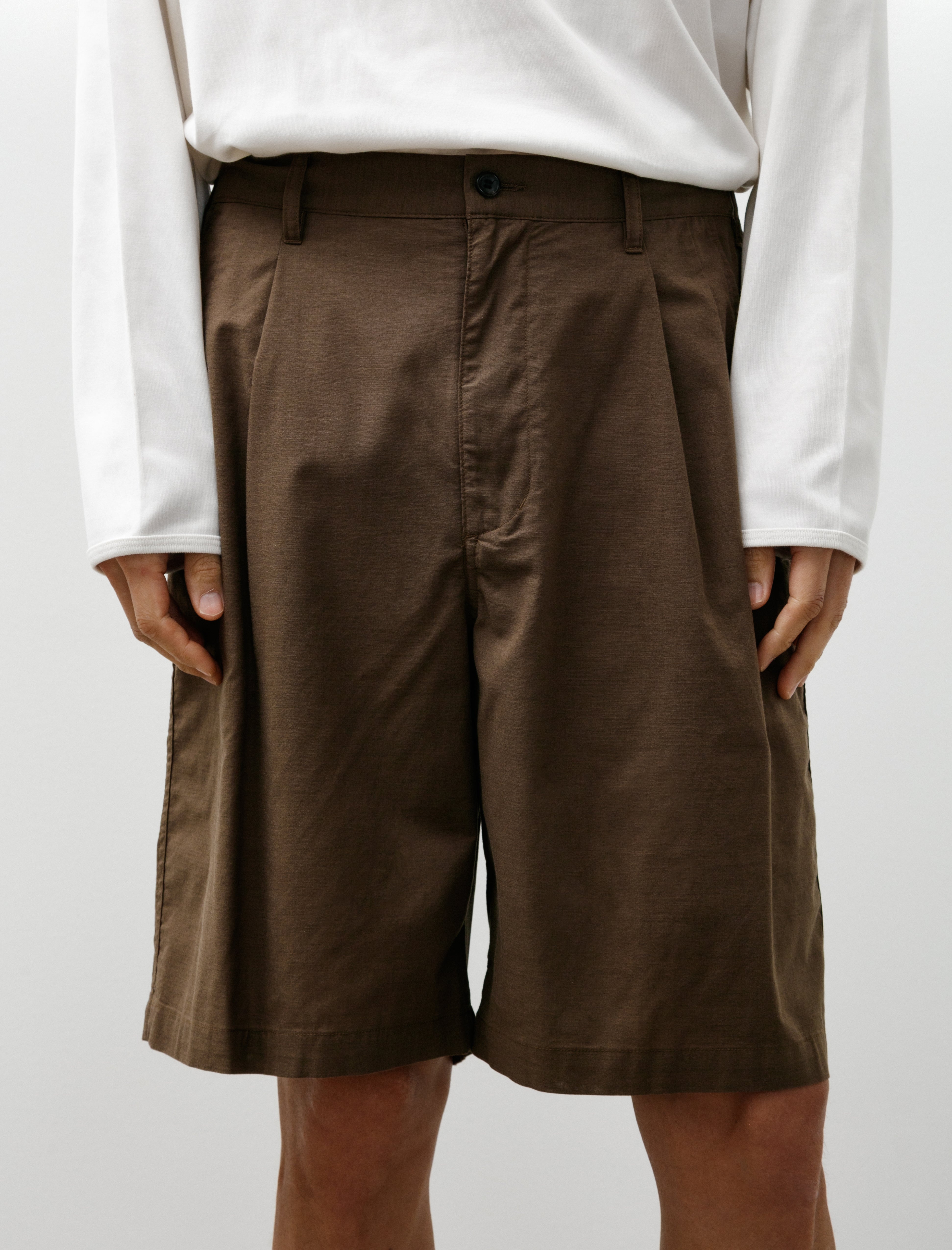 Graphpaper Cotton Wool Poplin Oversized Shorts Brown
