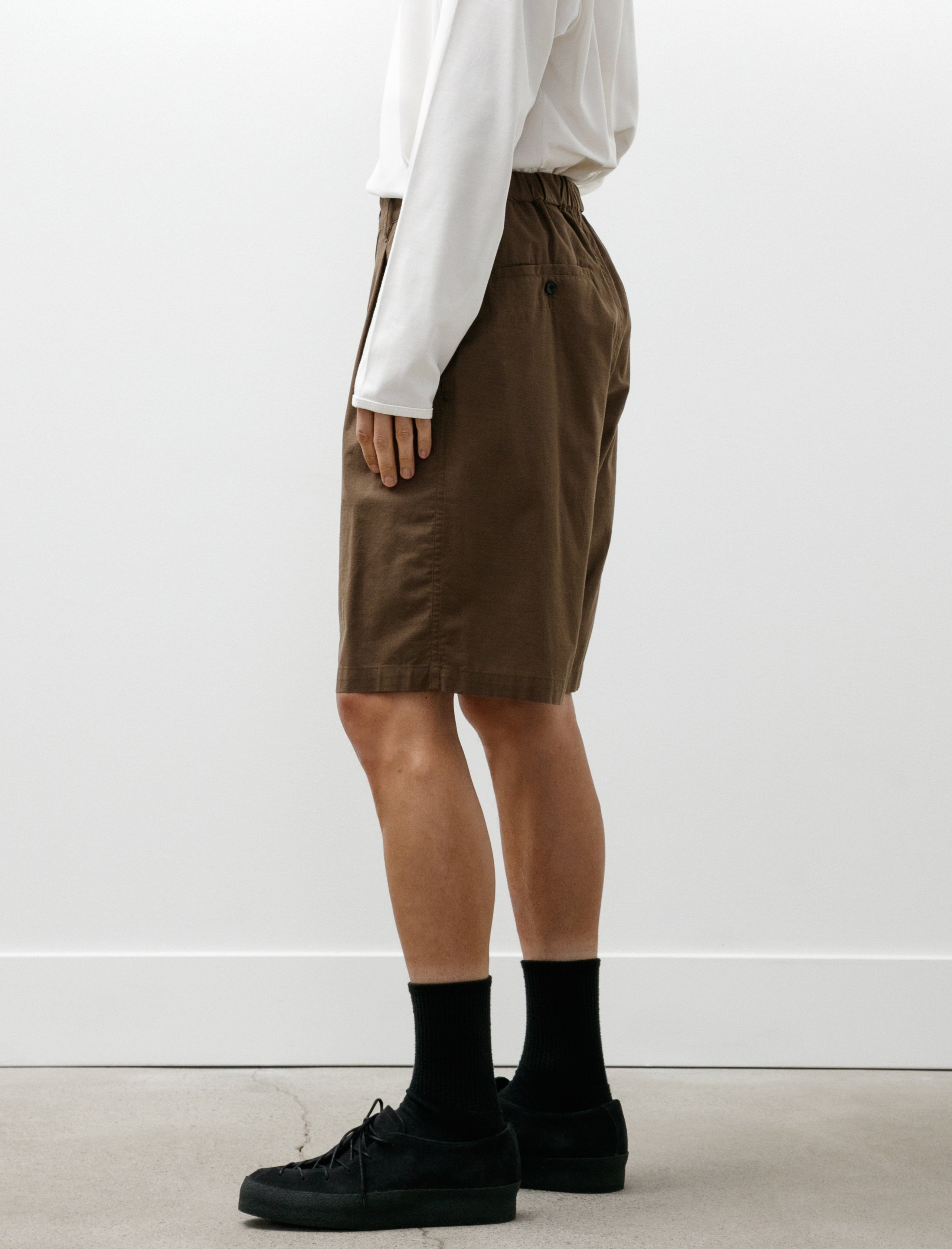 Graphpaper Cotton Wool Poplin Oversized Shorts Brown