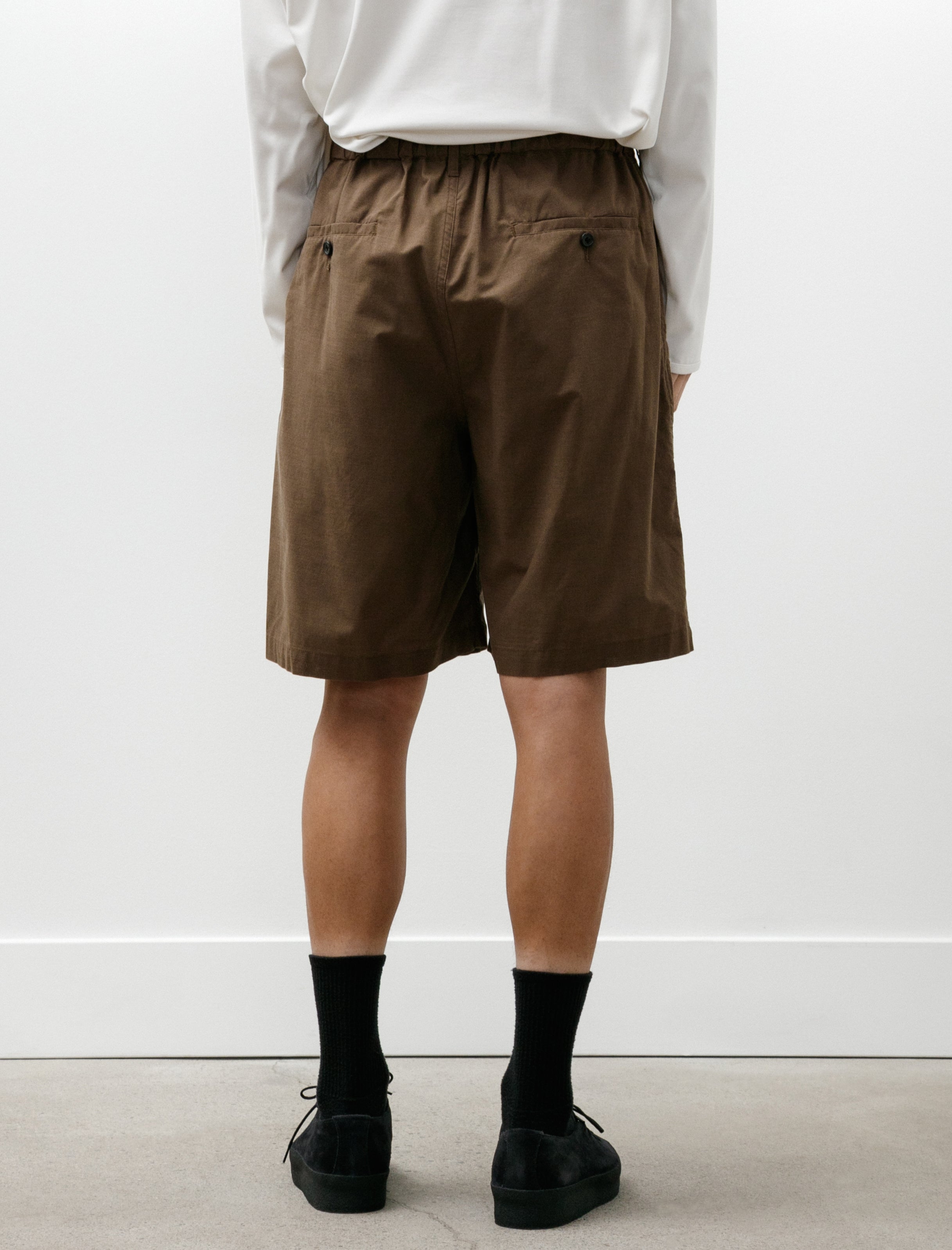 Graphpaper Cotton Wool Poplin Oversized Shorts Brown
