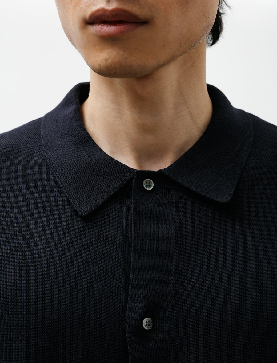 Suvin High Gauge Knit Oversized L/S Shirt Navy - Image 4
