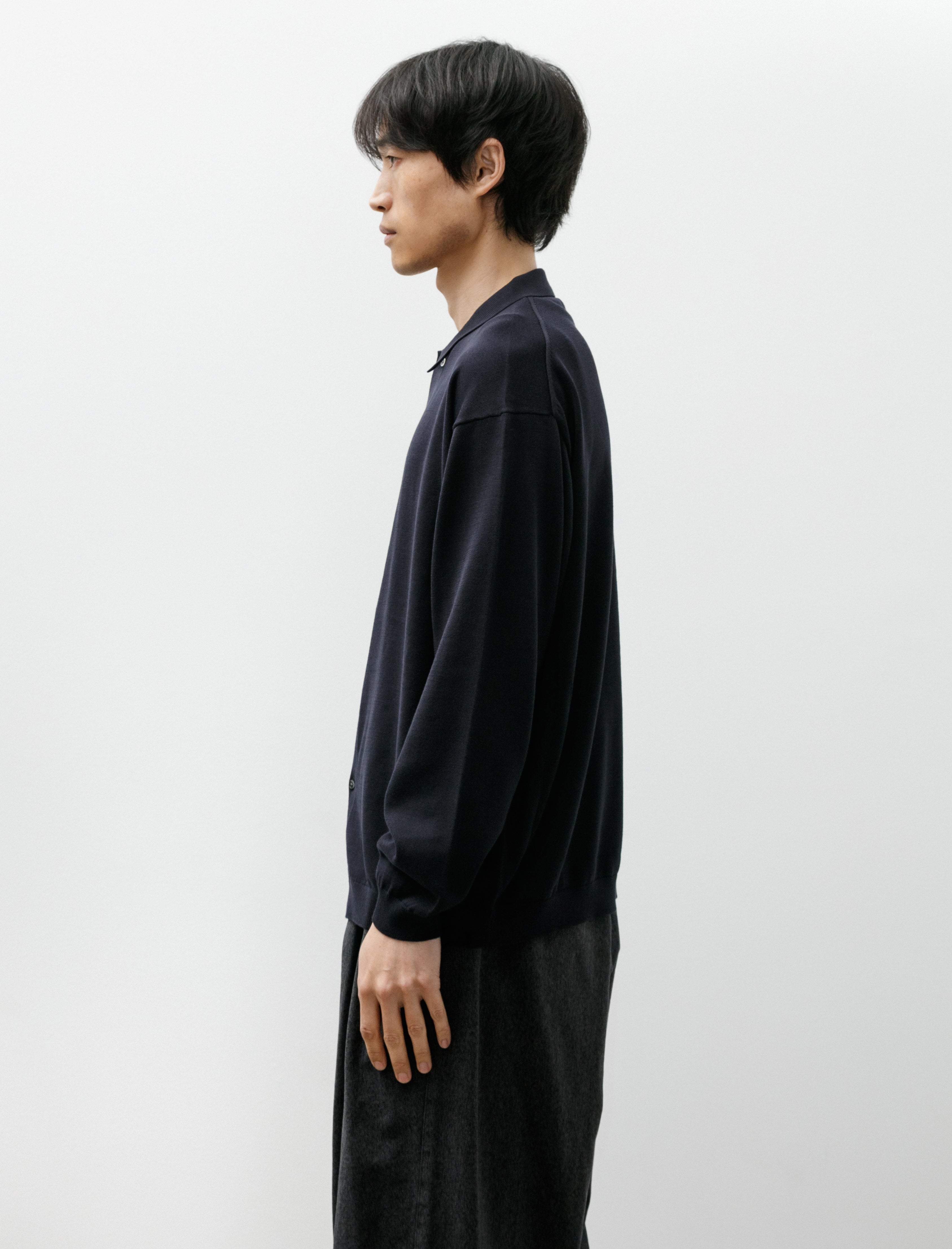 Graphpaper Suvin High Gauge Knit Oversized L/S Shirt Navy
