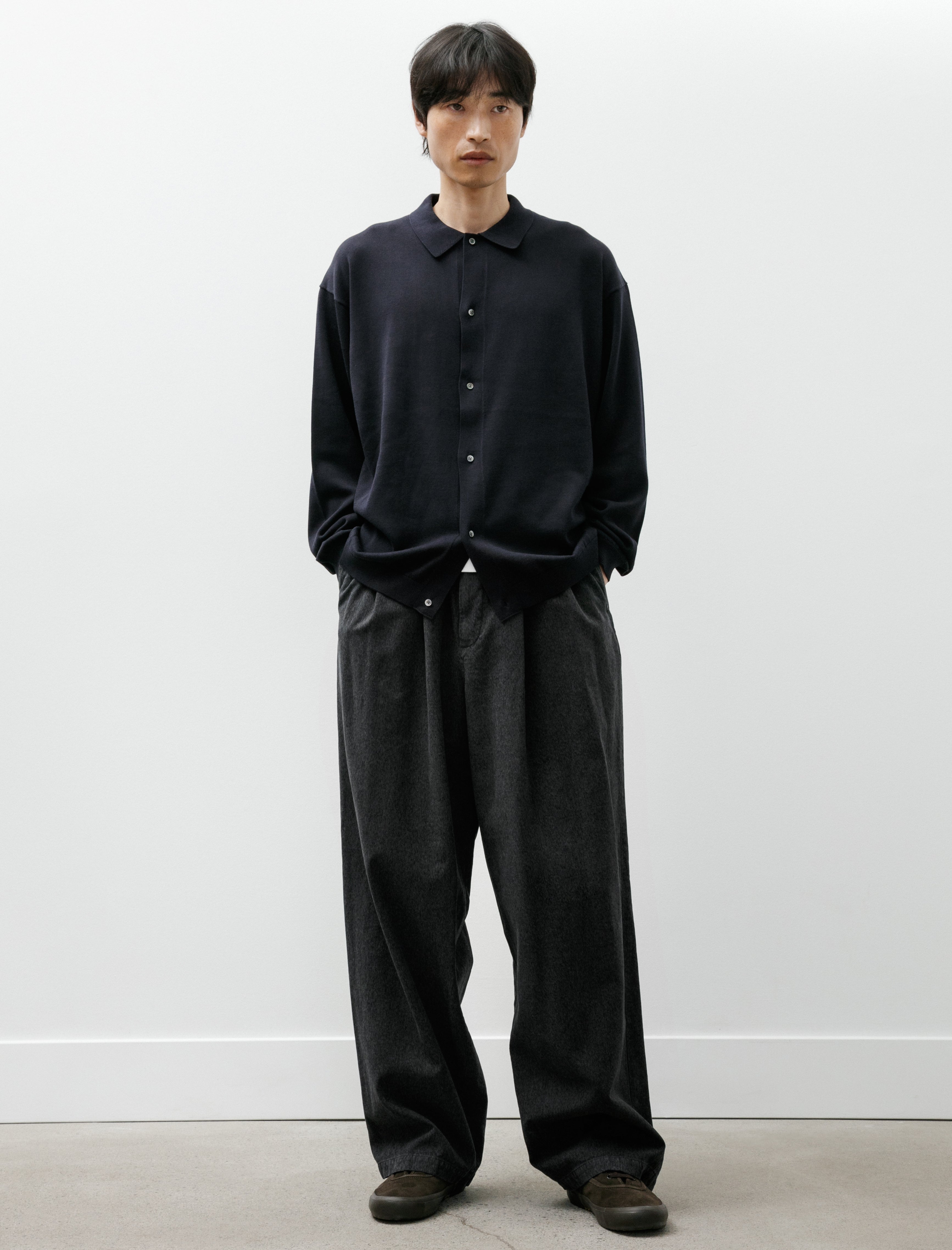 Graphpaper Sulfur Dyed Gabardine Two Tuck Easy Pants Grey