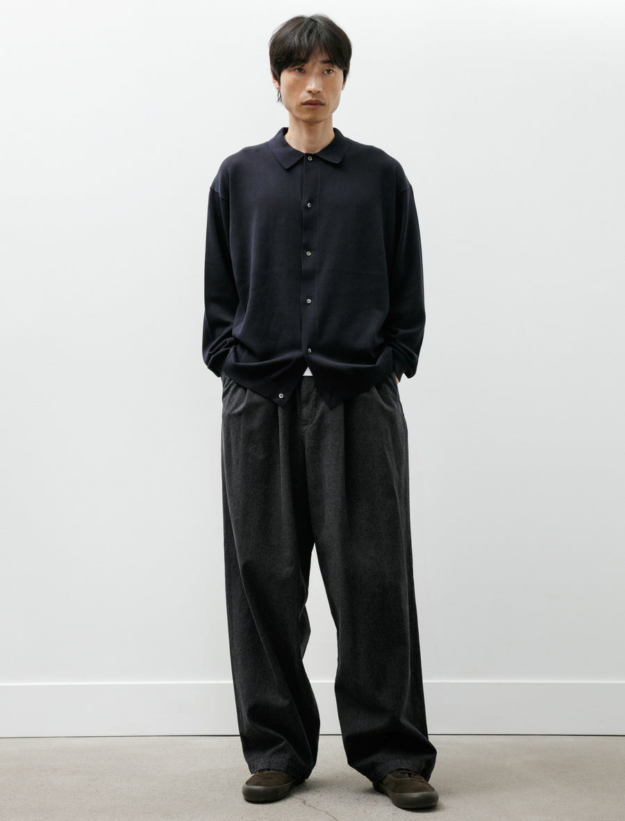 Suvin High Gauge Knit Oversized L/S Shirt Navy - Image 5