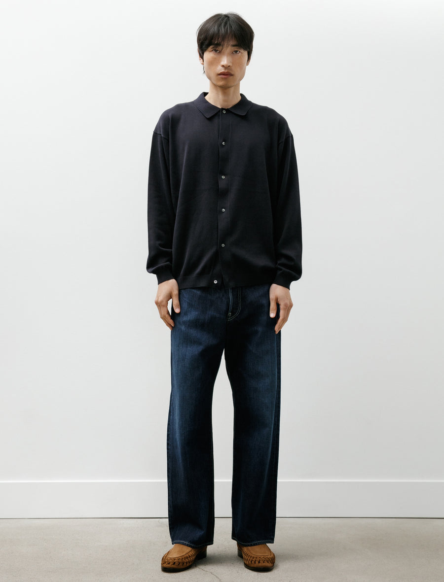 Selvage Denim Five Pocket Wide Straight Pants Indigo Dark Fade - Image 1
