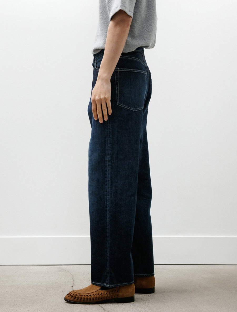Selvage Denim Five Pocket Wide Straight Pants Indigo Dark Fade - Image 6