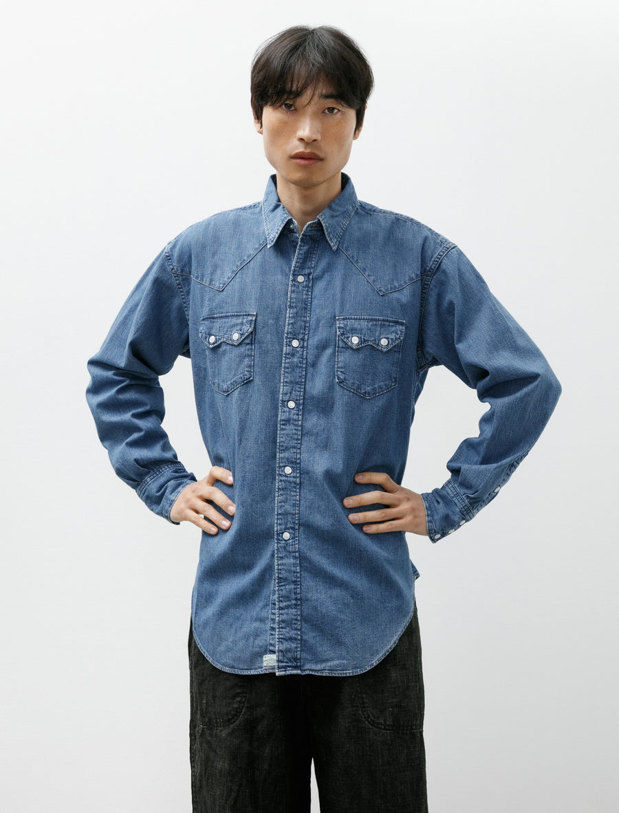 Denim Western Shirt Used Wash Denim - Image 1