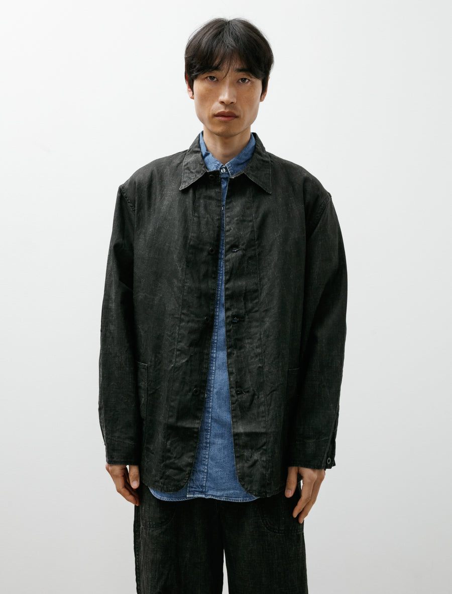 WWII 40'S Sumi Coated Linen Coverall Black - Image 4