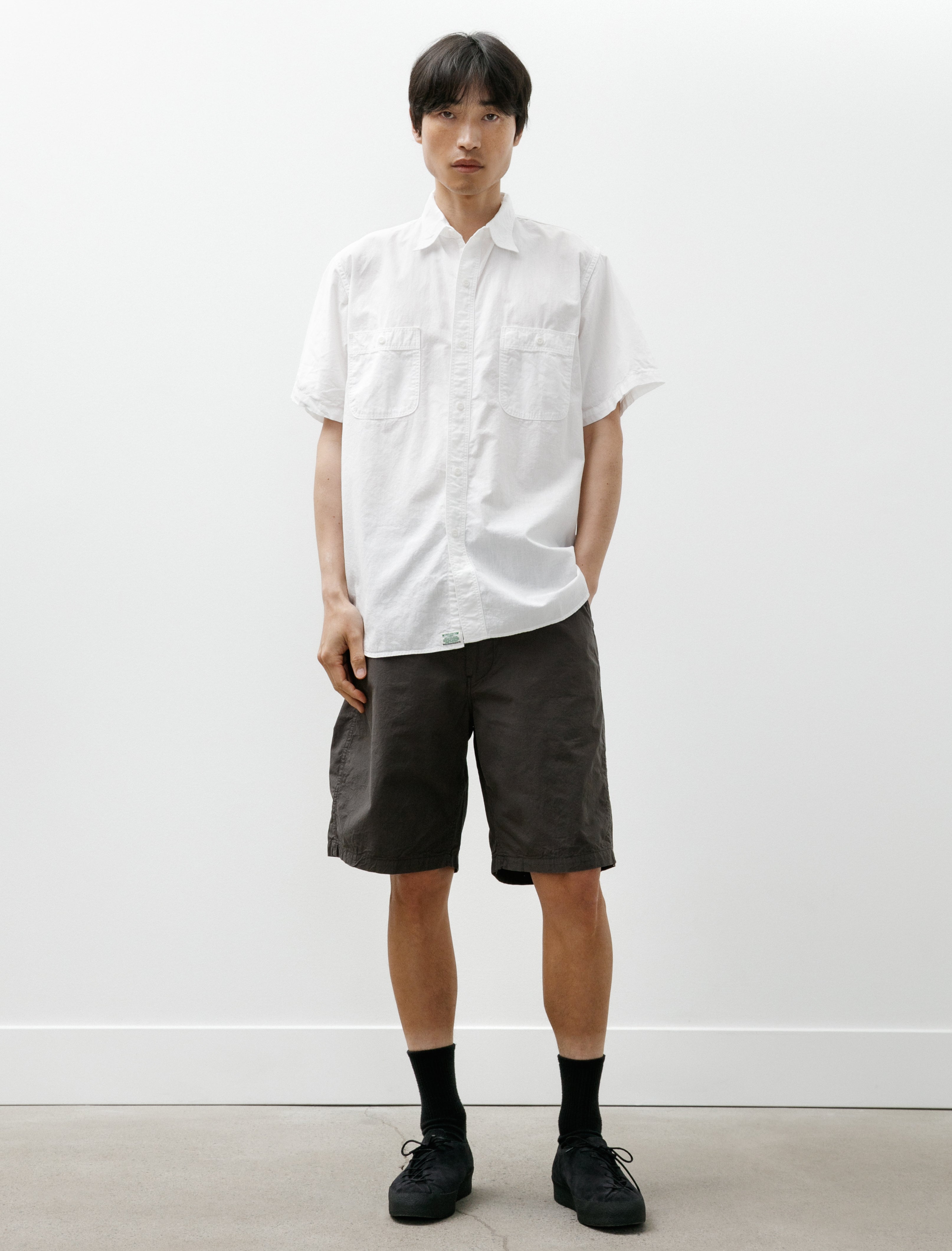 OrSlow Short Sleeve Chambray Work Shirt White
