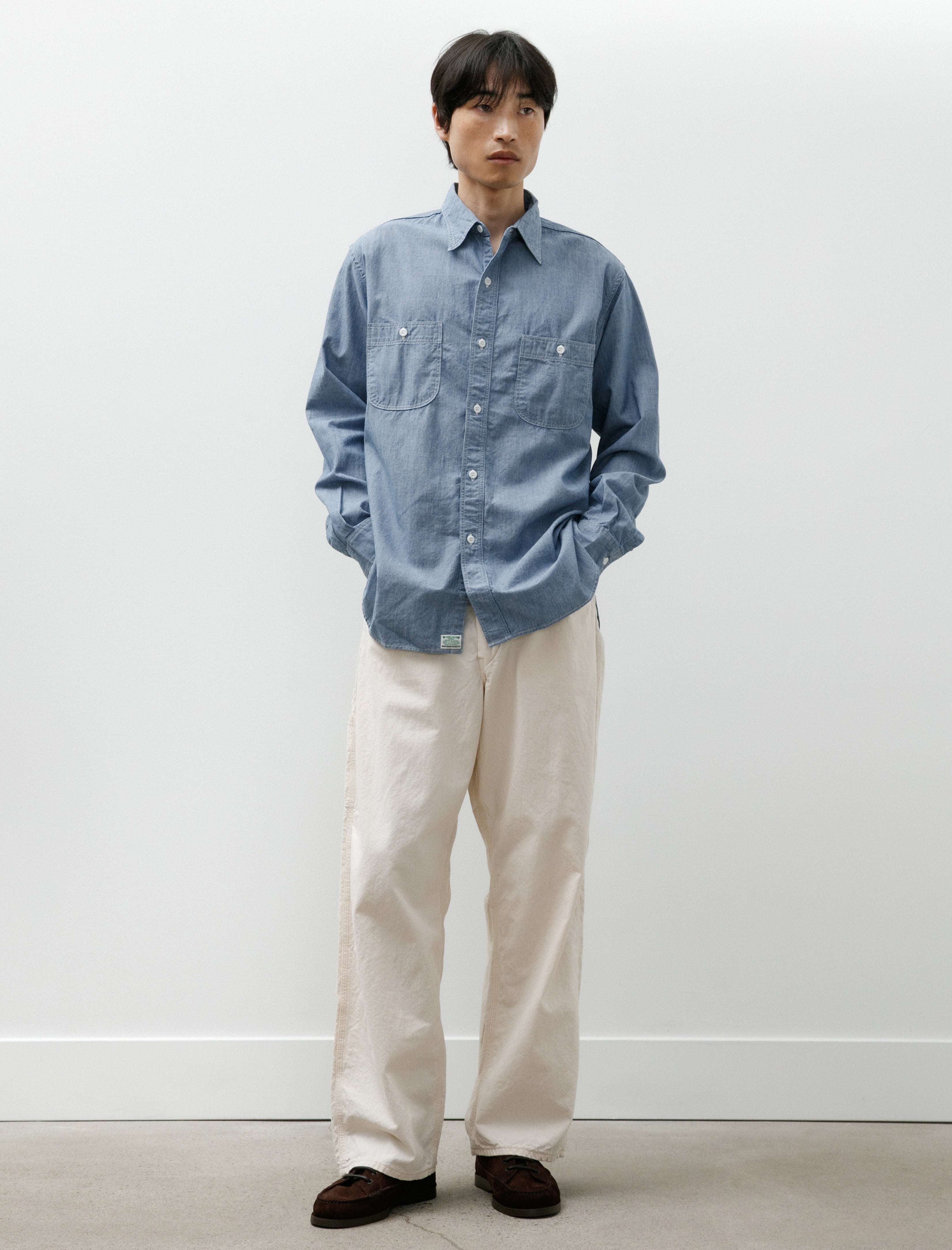 OrSlow Relaxed Fit Chambray Work Shirt Hickory