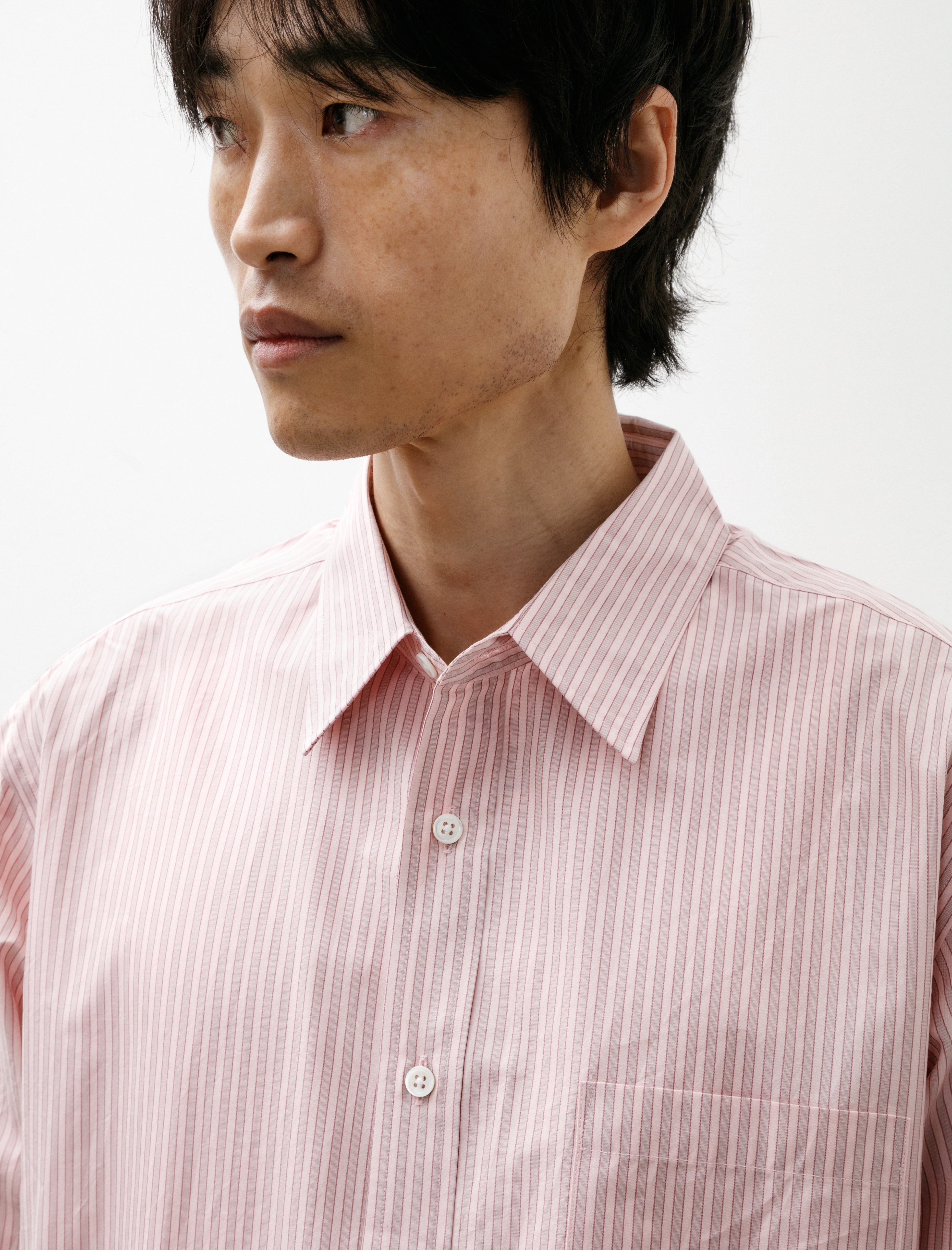 Ernie Palo Silk Cotton Stripe Shirt Pink