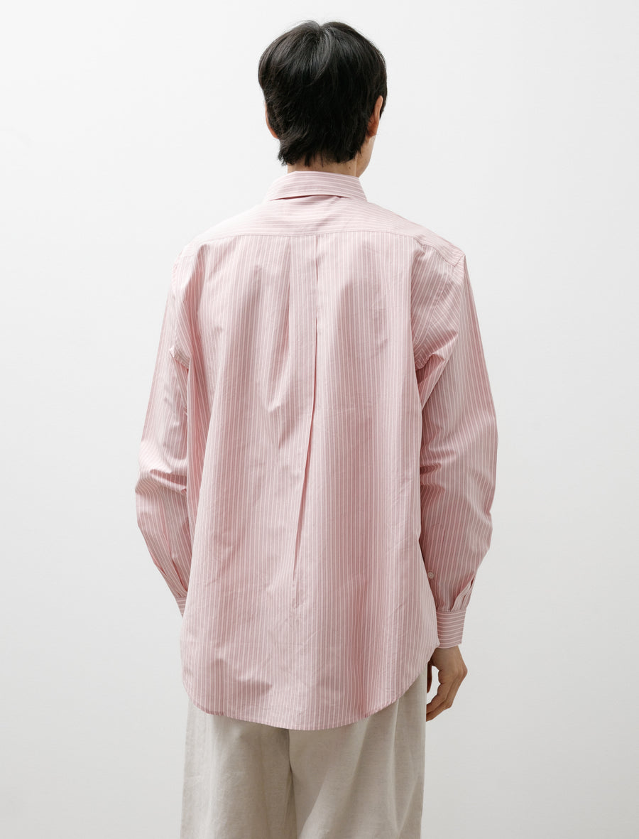 Silk Cotton Stripe Shirt Pink - Image 2