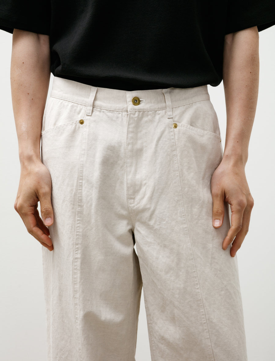 Cotton Linen Canvas Stitch Pants Ivory - Image 7