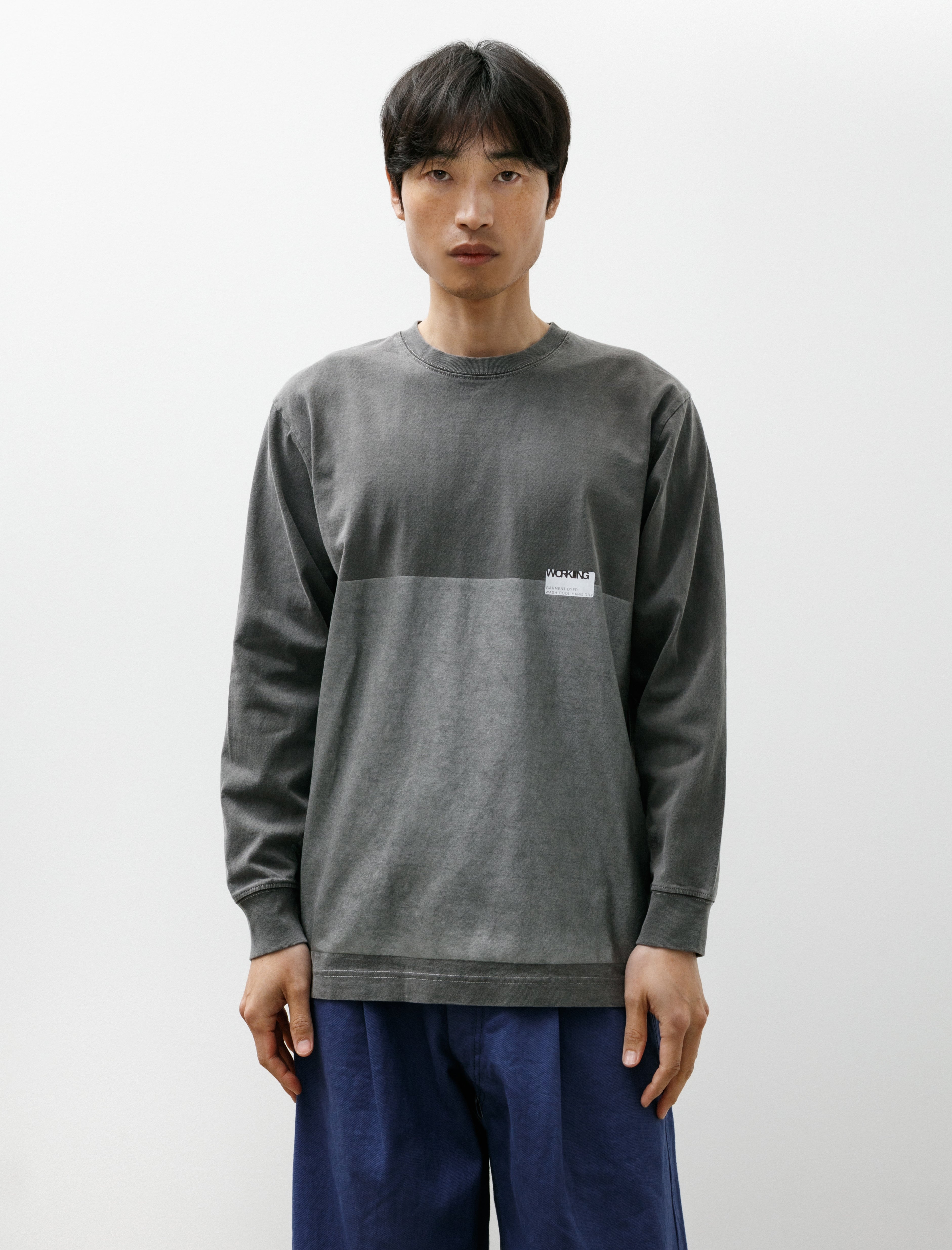 Working Printed Long Sleeve Sticker T Organic Cotton Jersey Shale