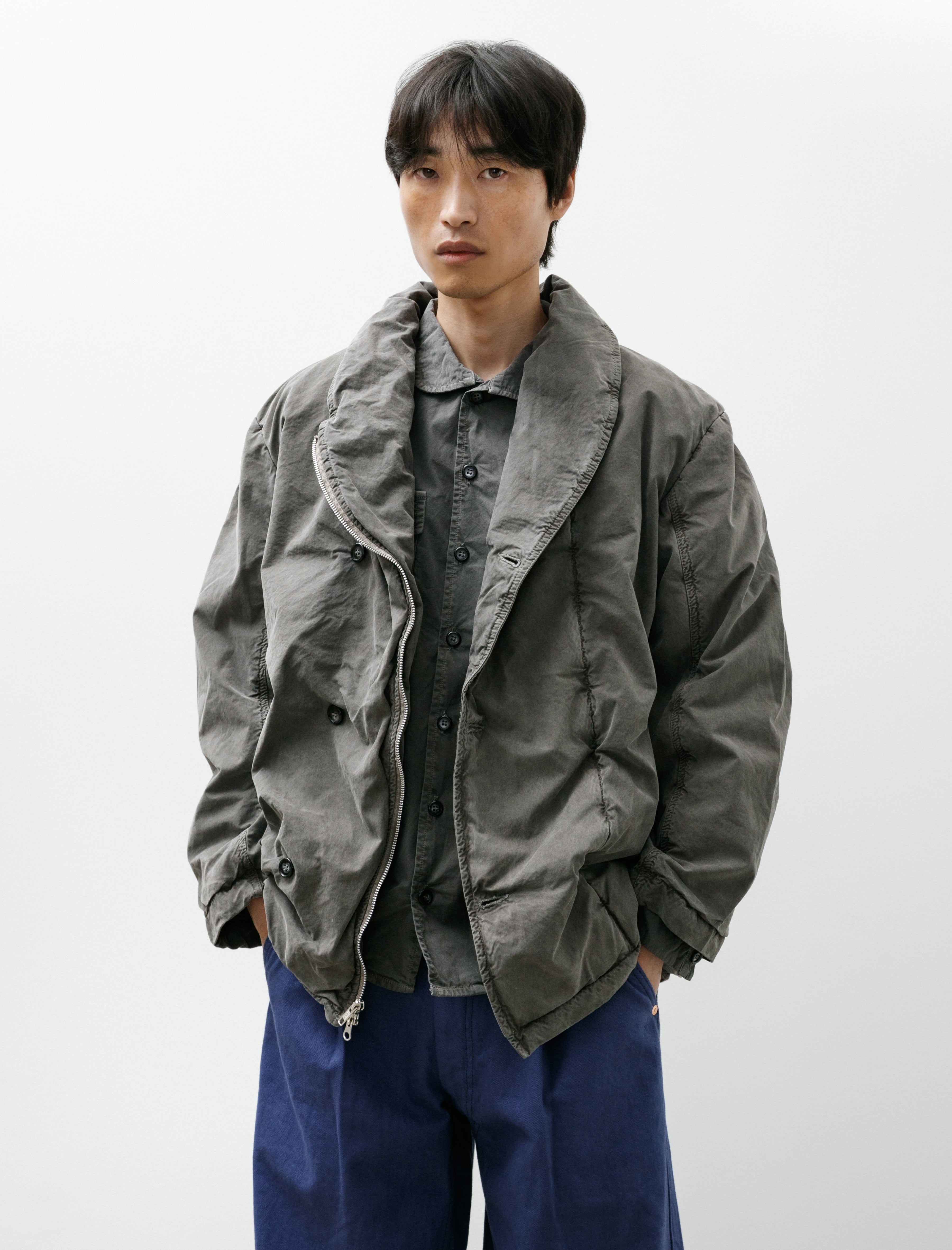 Working Step Coat Peached Cotton Oxford Loft Shale