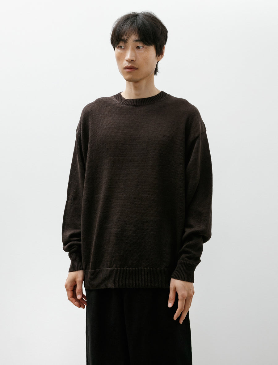 Linen Crew-Neck Knit PO Brown - Image 1