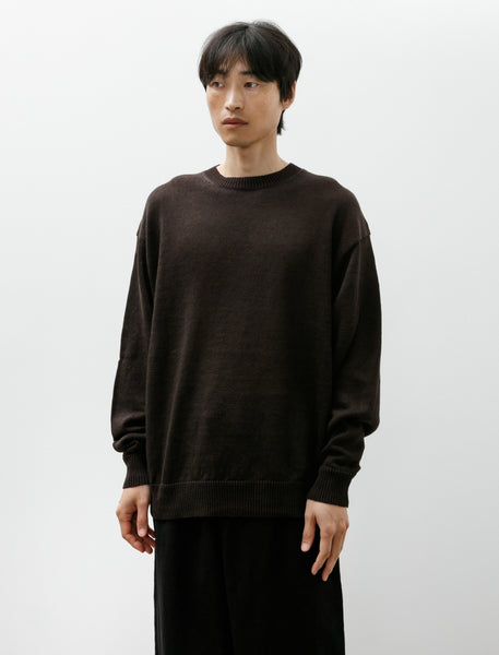 Comoli Linen Crew-Neck Knit PO Brown – Neighbour