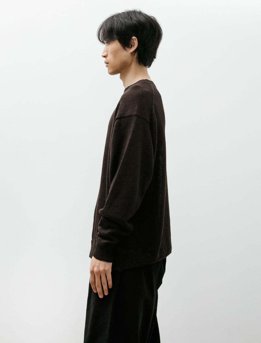 Linen Crew-Neck Knit PO Brown - Image 3