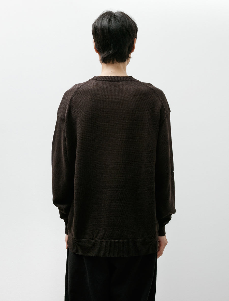 Linen Crew-Neck Knit PO Brown - Image 2