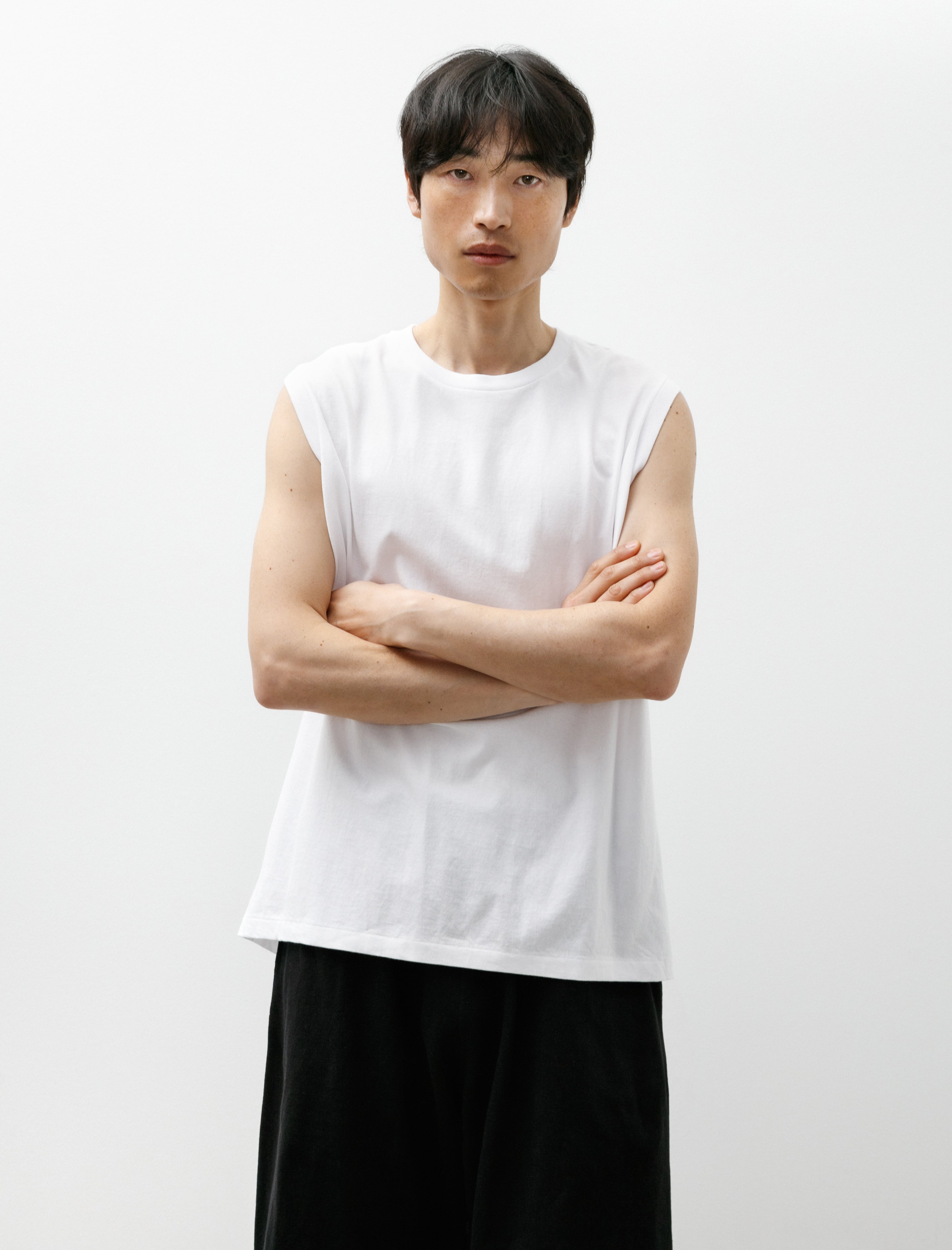 Comoli Cotton Jersey Sleeveless Top White