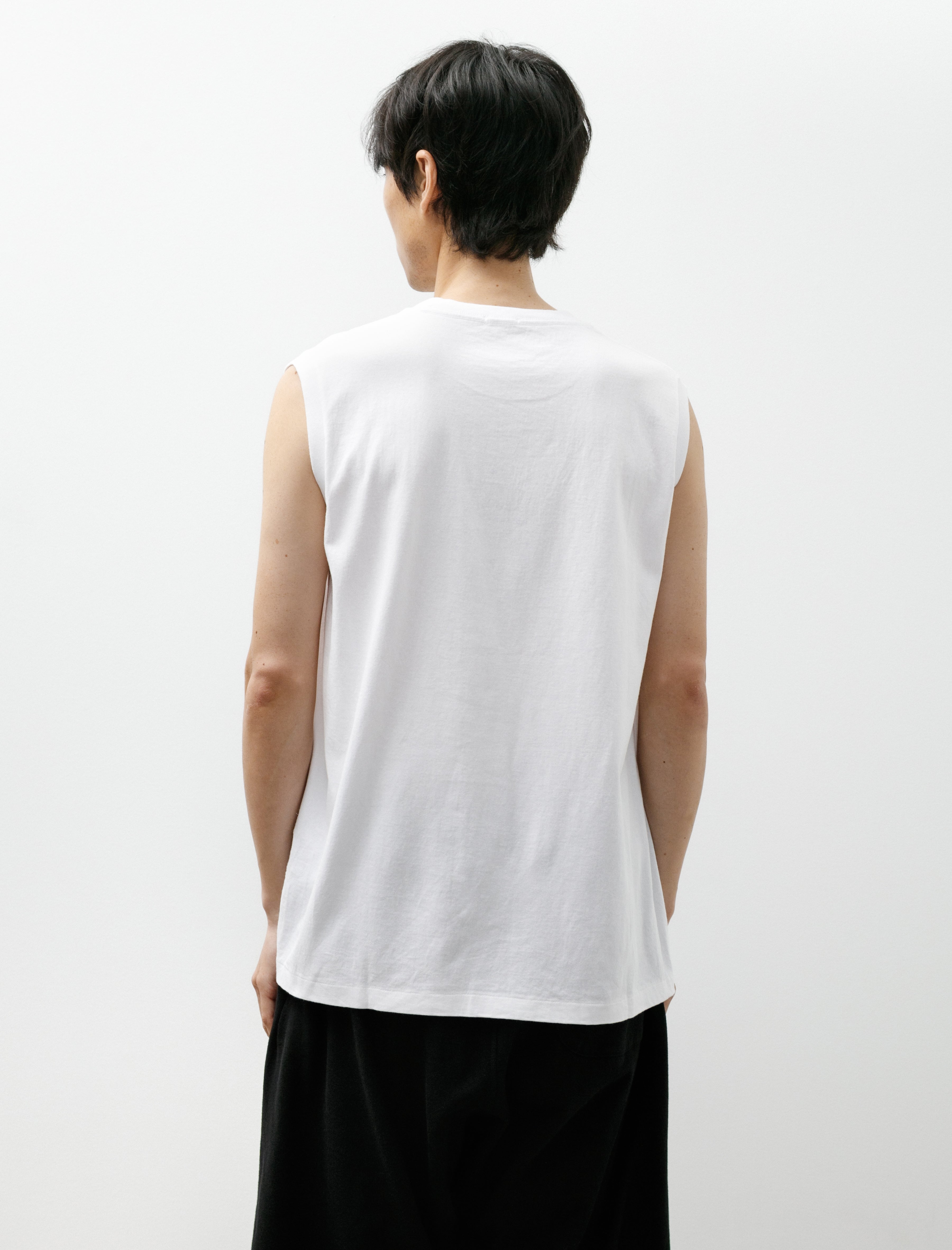 Comoli Cotton Jersey Sleeveless Top White