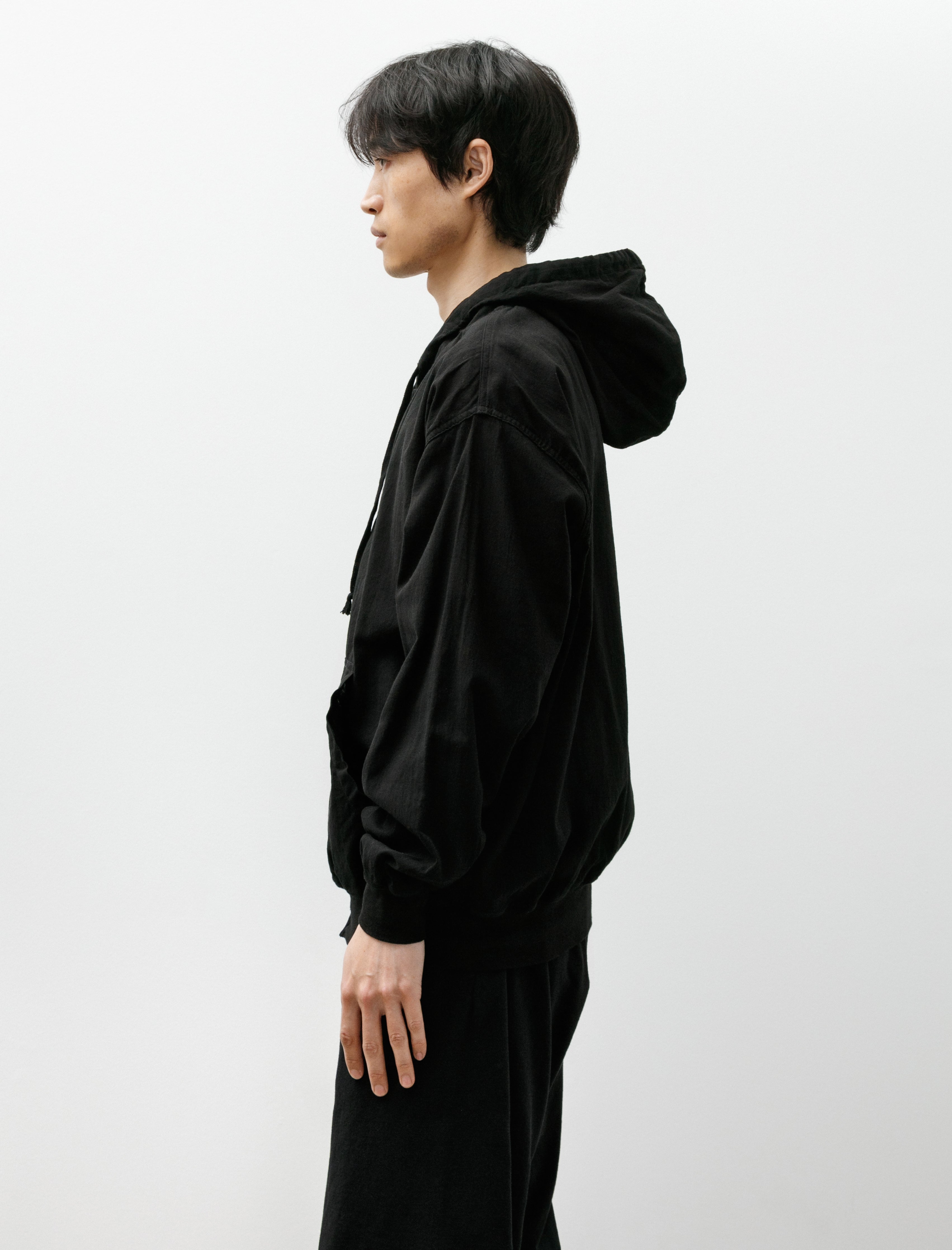 Comoli Oxford Zip Hoodie Black