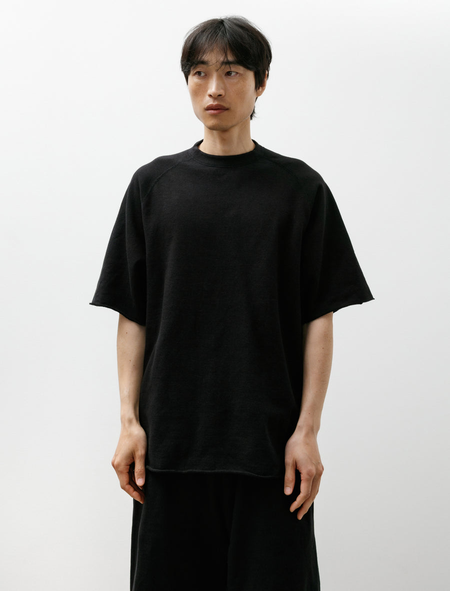 LW Cotton Fleece Short-Sleeve Crew Neck Top Black - Image 1