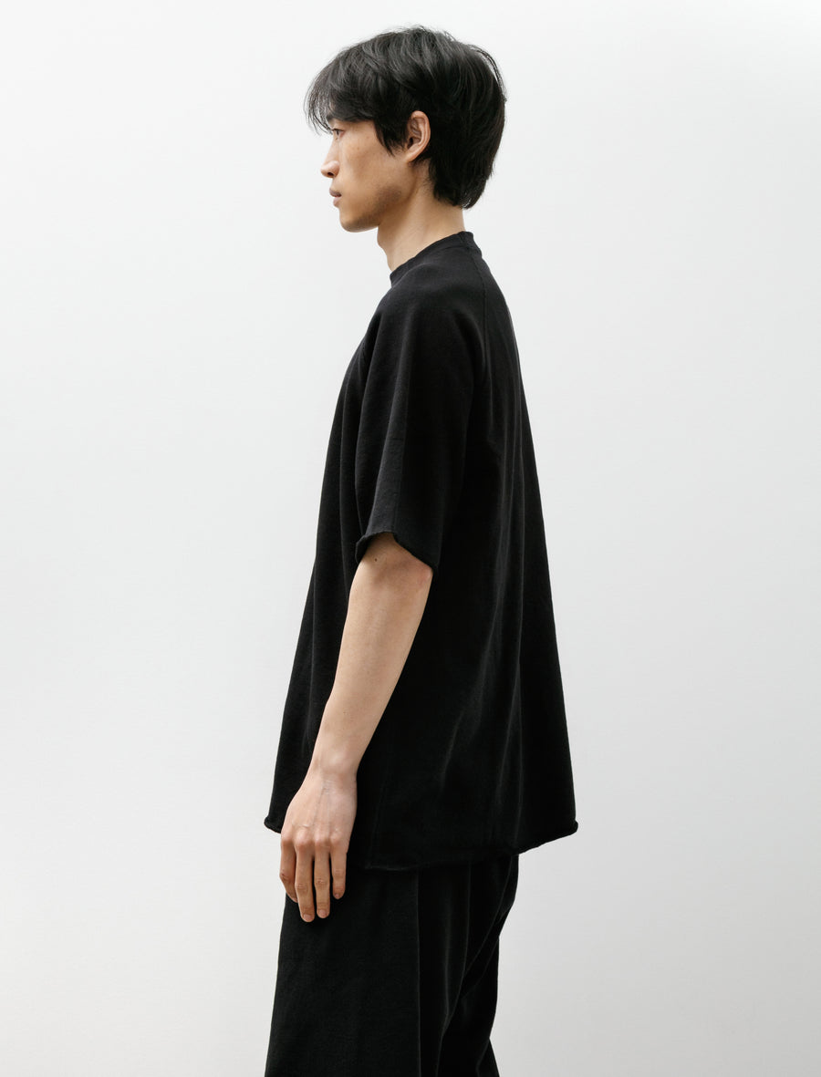 LW Cotton Fleece Short-Sleeve Crew Neck Top Black - Image 3