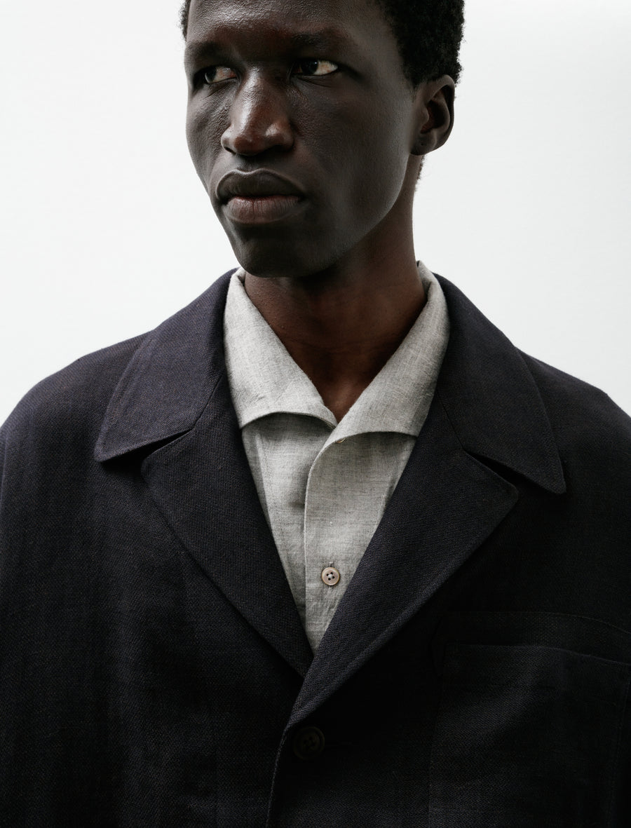 Wide Short Sleeve Peaked Jacket Navy Brown - Image 5