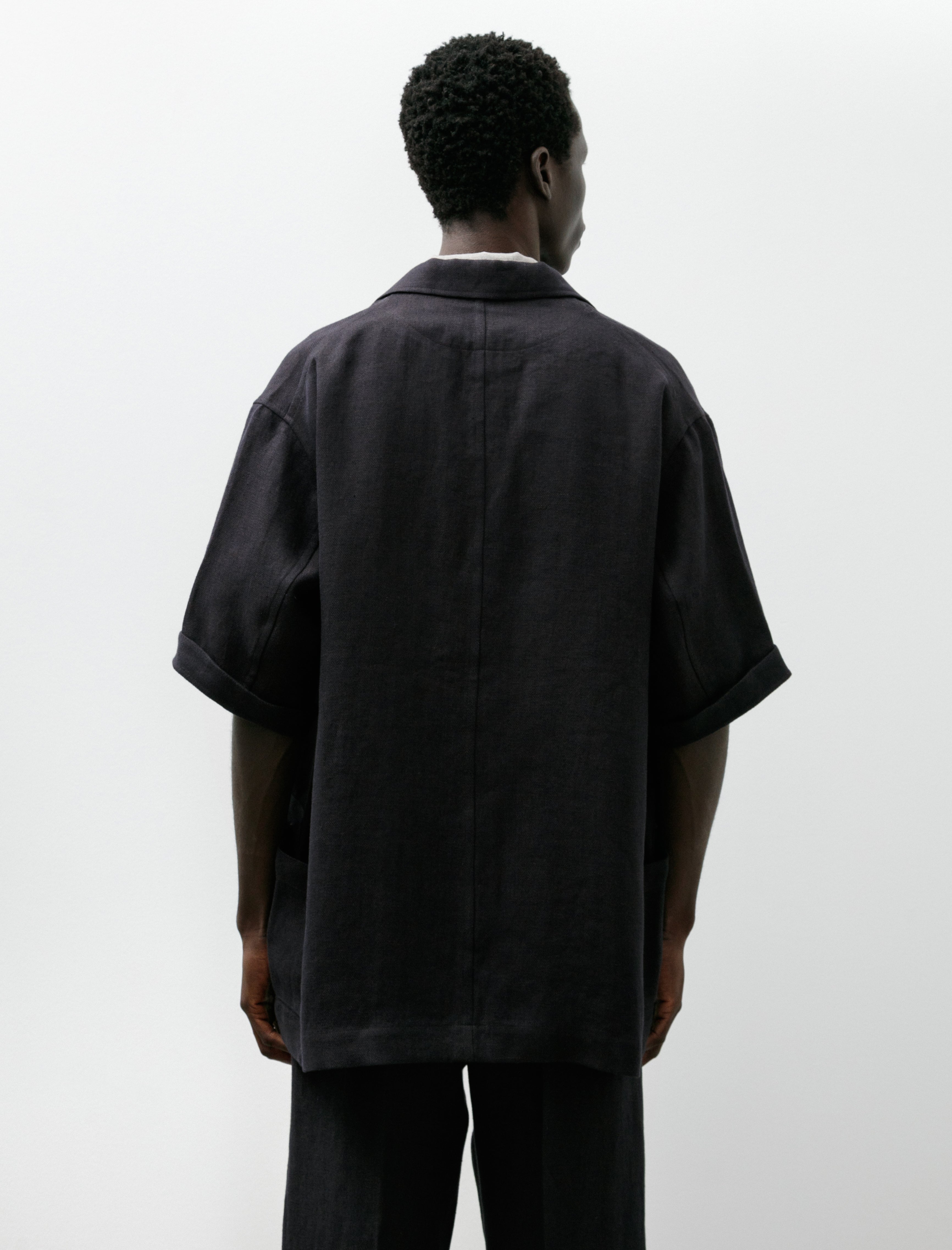 Gorsch Wide Short Sleeve Peaked Jacket Navy Brown