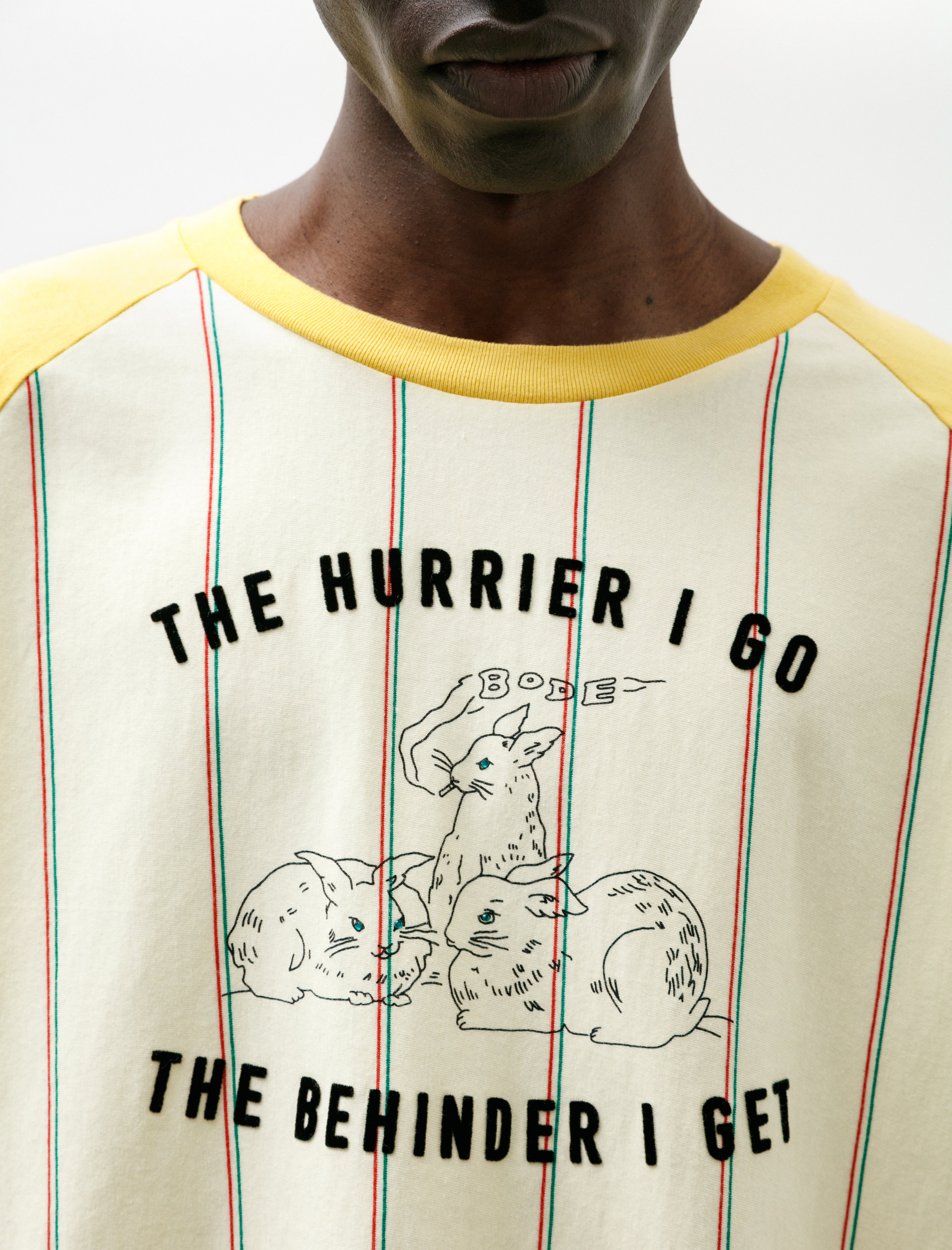 Bode Summertime Stripe Baseball Tee Yellow Multi