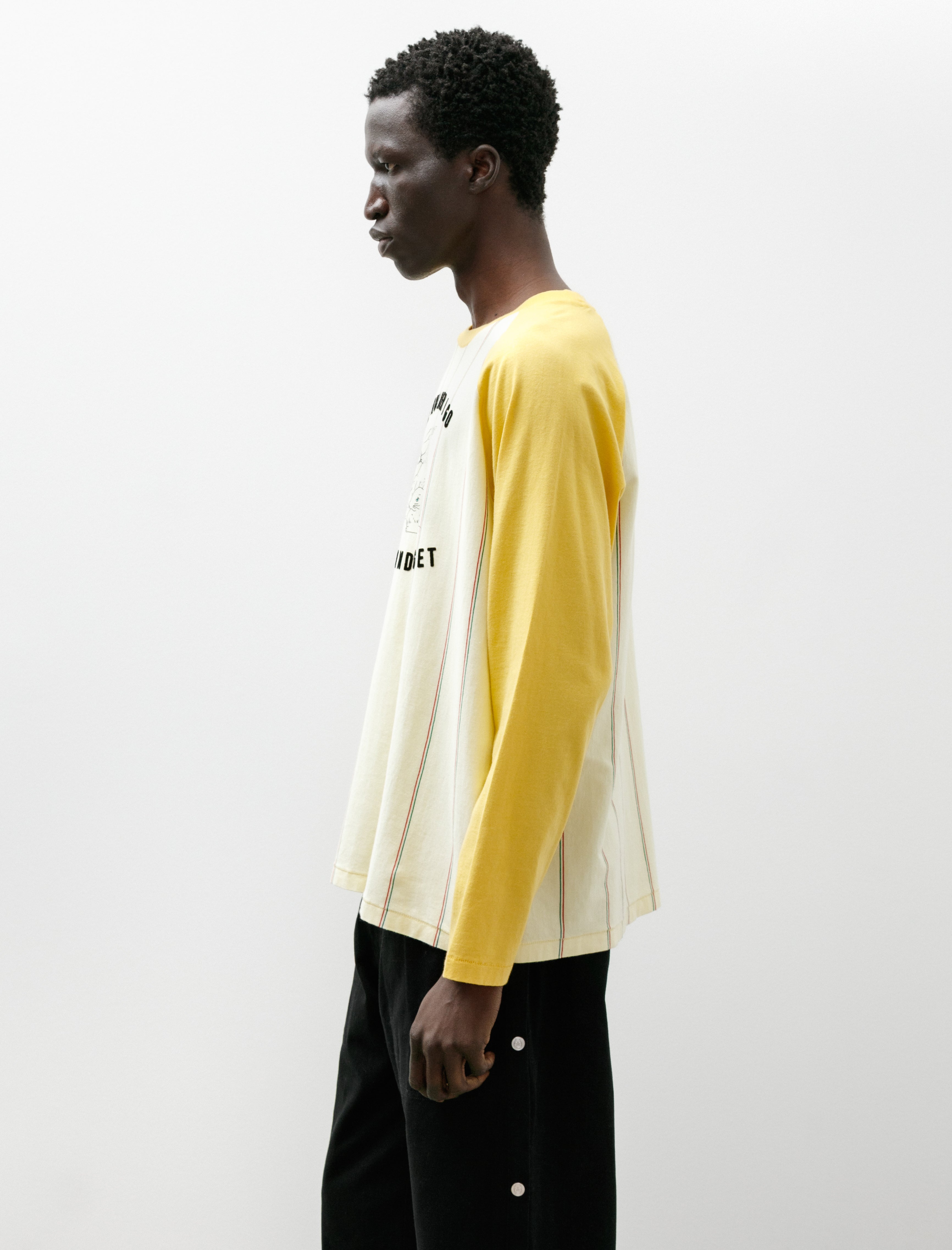 Bode Summertime Stripe Baseball Tee Yellow Multi