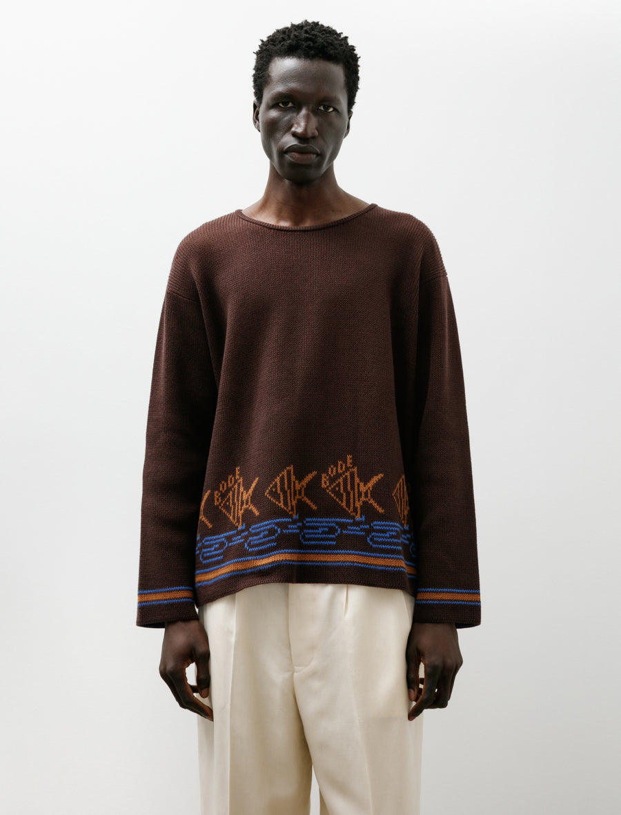 Fish School Sweater Brown Multi - Image 1