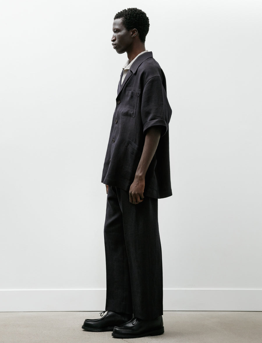 Wide Short Sleeve Peaked Jacket Navy Brown - Image 7