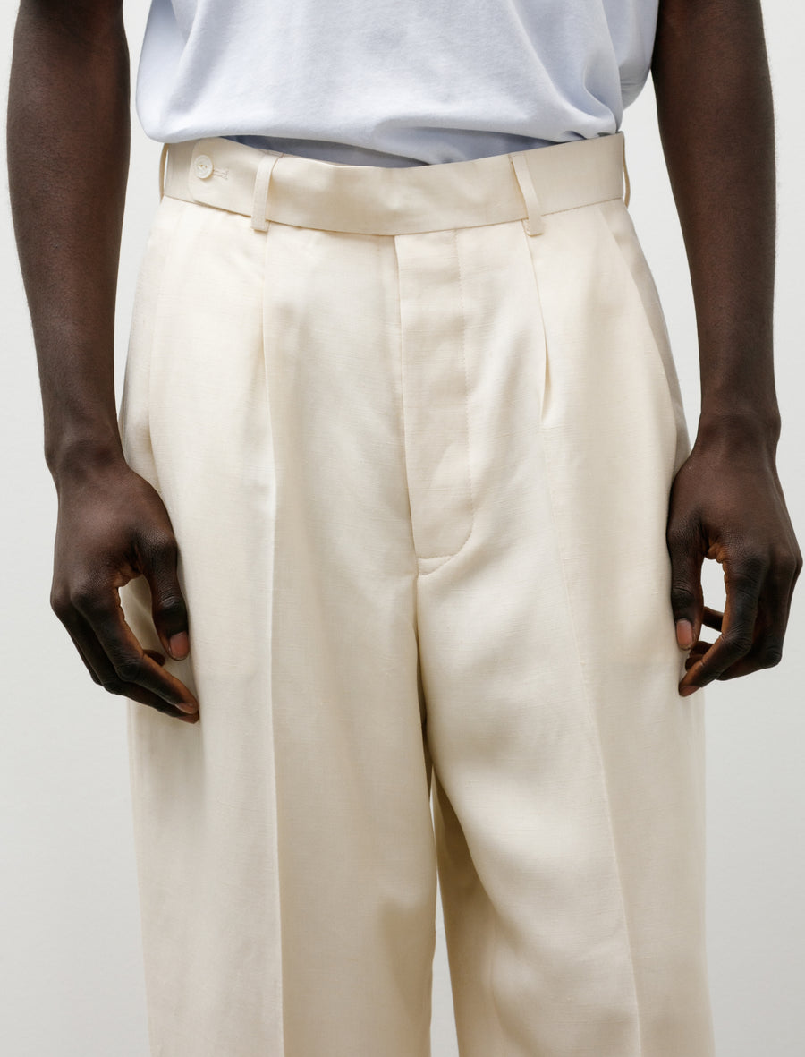 Slub Weave Trousers Cream - Image 7