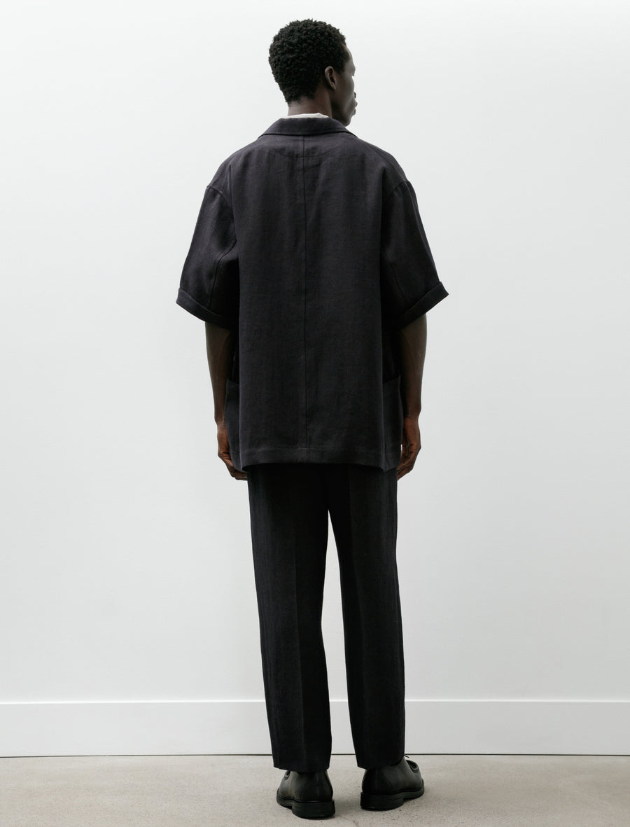 Wide Short Sleeve Peaked Jacket Navy Brown - Image 8