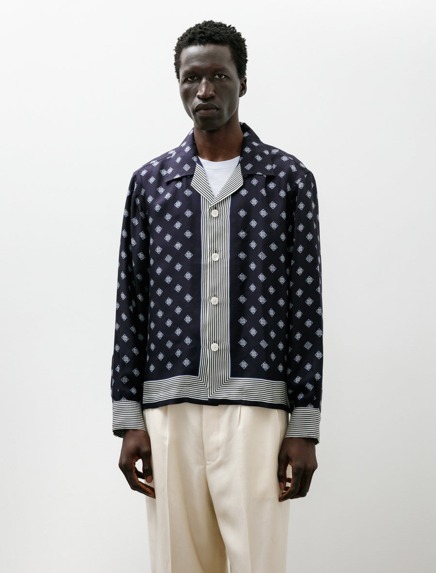 Foyer Diamond Long Sleeve Shirt Navy Blue - Image 1