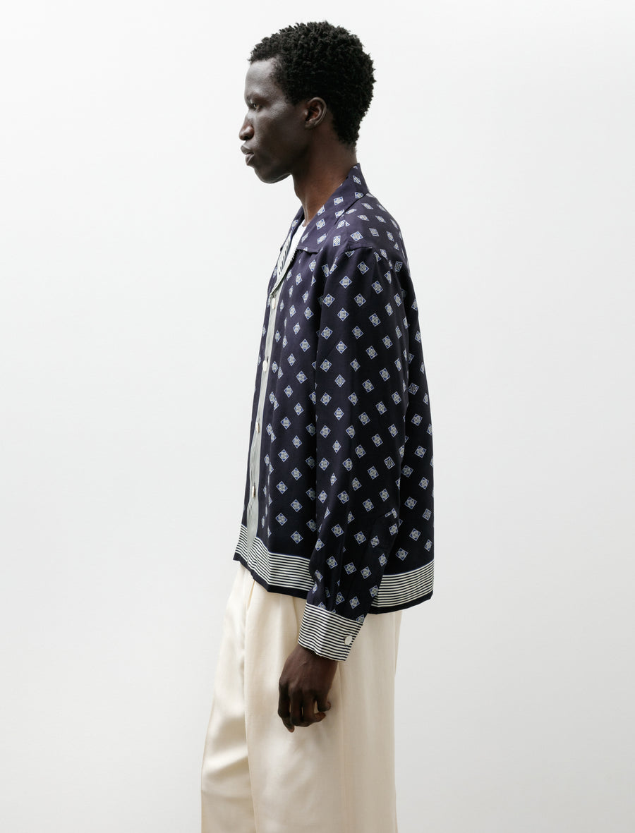 Foyer Diamond Long Sleeve Shirt Navy Blue - Image 3