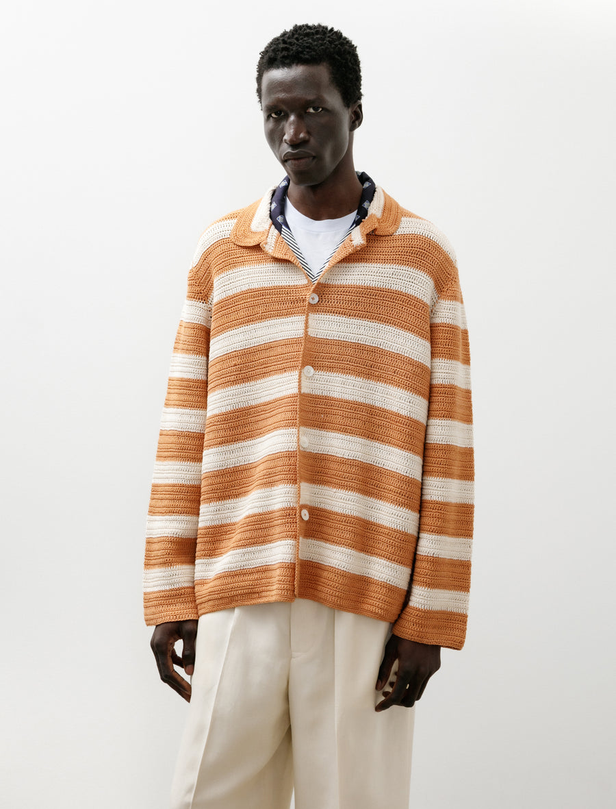 Sherbet Crochet Long Sleeve Shirt Orange Cream - Image 1